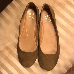 Olive green flats, worn twice